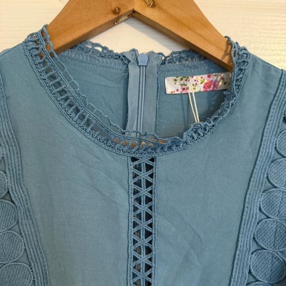 NWT Women Girly Baby Blue Summer Maxi Dress Ruffled Sleeve - Picture 7 of 10